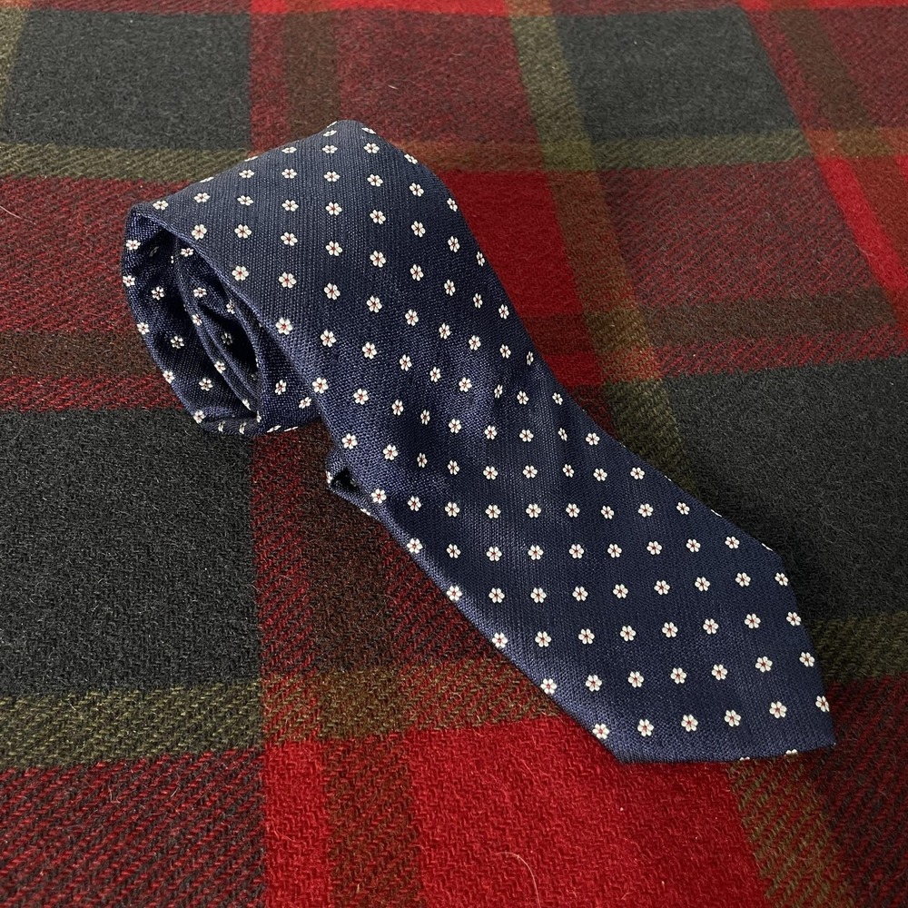 Eton Tie Mens One Size Blue Silk Floral Classic Woven Necktie Made In Italy